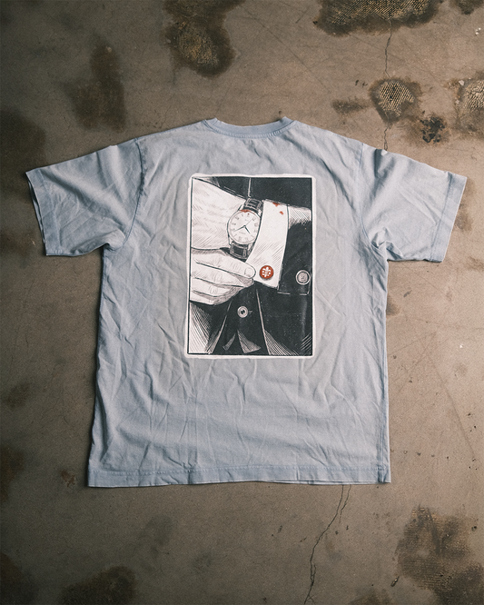 comic of a gentleman vintage tee- blue stone